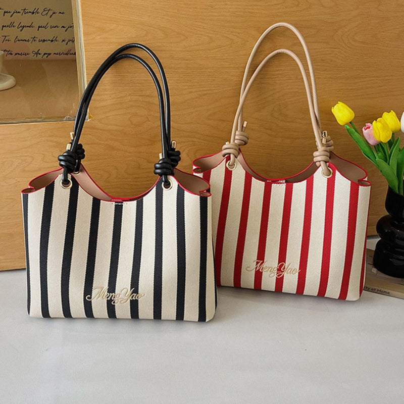 DIY Striped PU Leather Tote Bag Kit | Large Capacity Handmade Shoulder Bag Craft Set with Video Tutorial