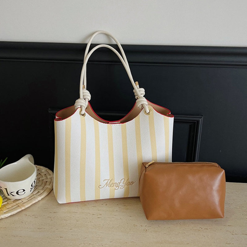 DIY Striped PU Leather Tote Bag Kit | Large Capacity Handmade Shoulder Bag Craft Set with Video Tutorial