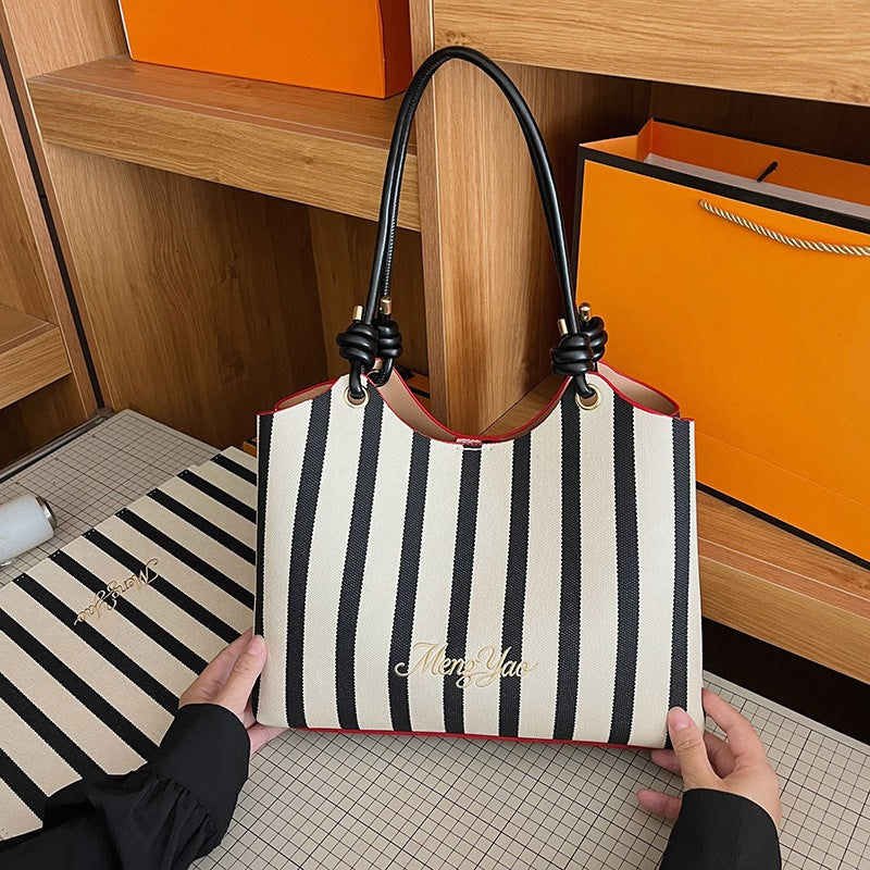 DIY Striped PU Leather Tote Bag Kit | Large Capacity Handmade Shoulder Bag Craft Set with Video Tutorial