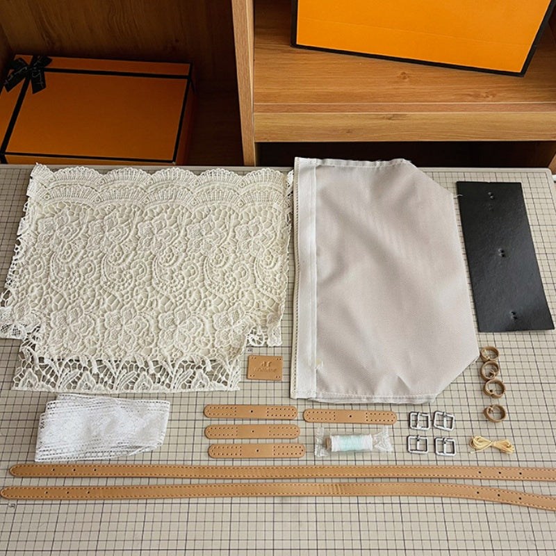 DIY Lace Basket Tote Bag Kit | Beginner-Friendly PU Leather Handbag Craft Set with Video Tutorial