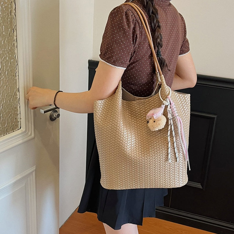 DIY Woven PU Leather Tote Bag Kit | Large Capacity Shoulder & Underarm Bag Craft Set with Video Tutorial