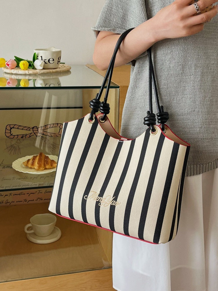 DIY Striped PU Leather Tote Bag Kit | Large Capacity Handmade Shoulder Bag Craft Set with Video Tutorial