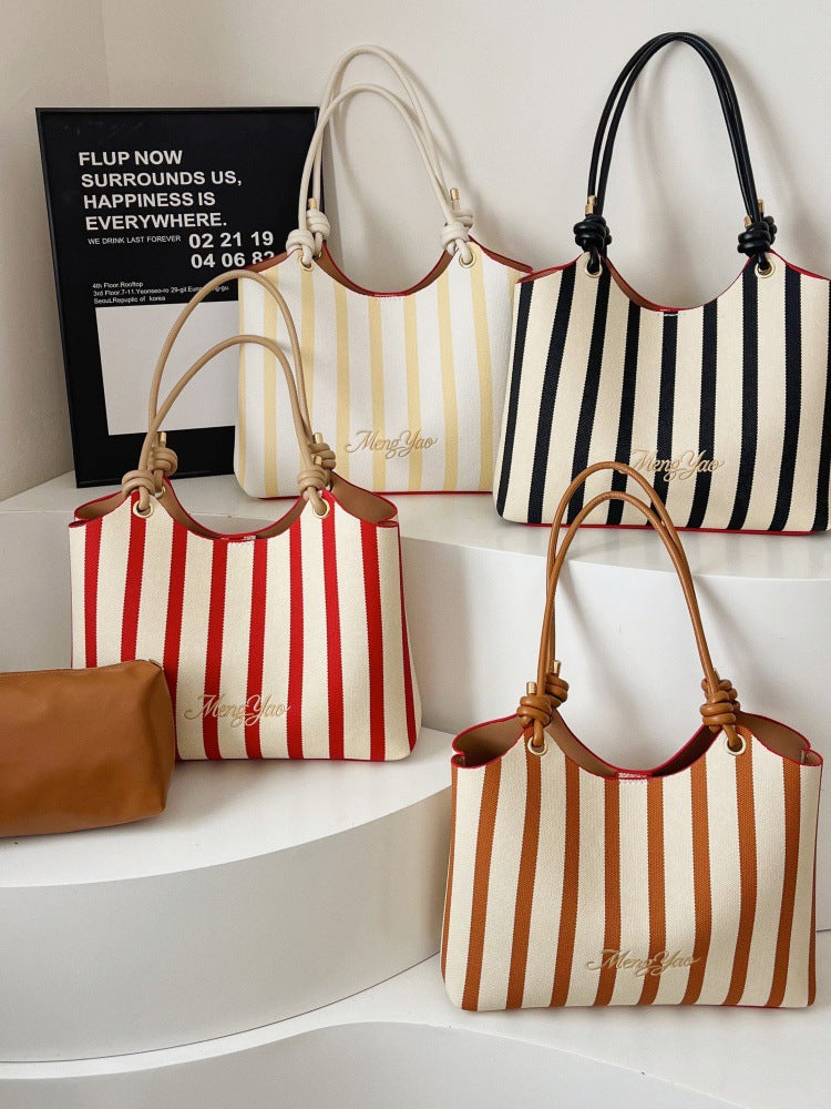 DIY Striped PU Leather Tote Bag Kit | Large Capacity Handmade Shoulder Bag Craft Set with Video Tutorial