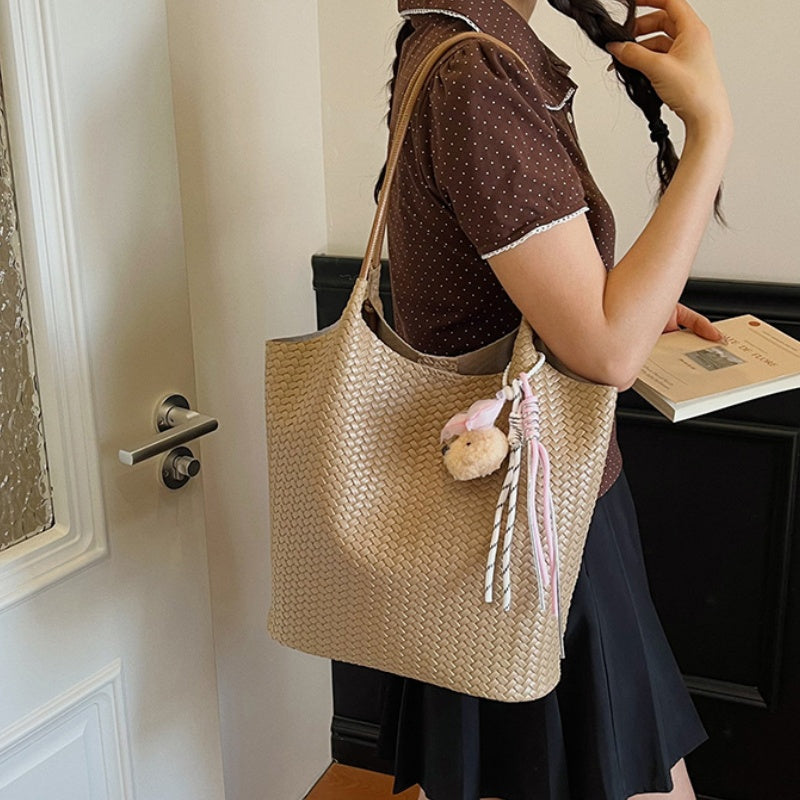 DIY Woven PU Leather Tote Bag Kit | Large Capacity Shoulder & Underarm Bag Craft Set with Video Tutorial
