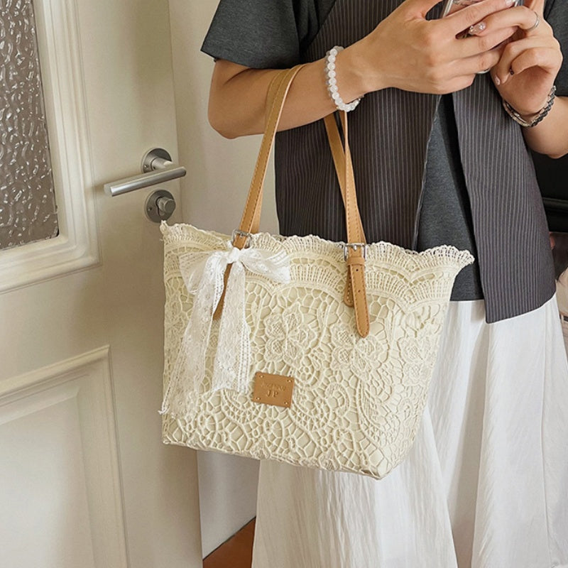 DIY Lace Basket Tote Bag Kit | Beginner-Friendly PU Leather Handbag Craft Set with Video Tutorial