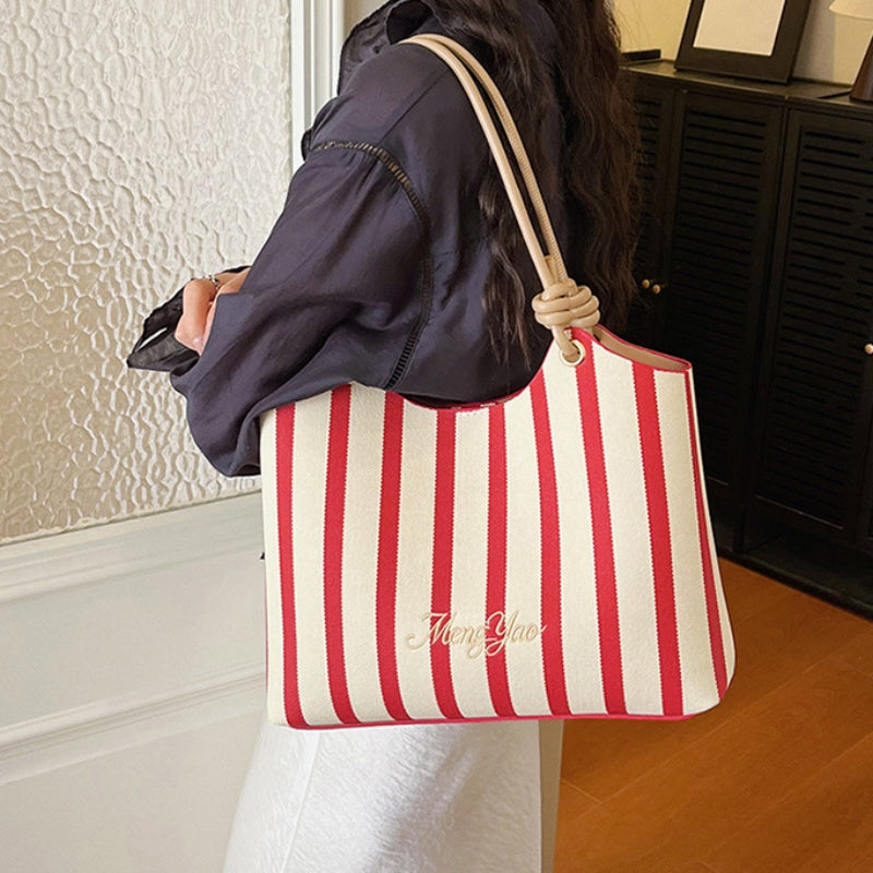 DIY Striped PU Leather Tote Bag Kit | Large Capacity Handmade Shoulder Bag Craft Set with Video Tutorial