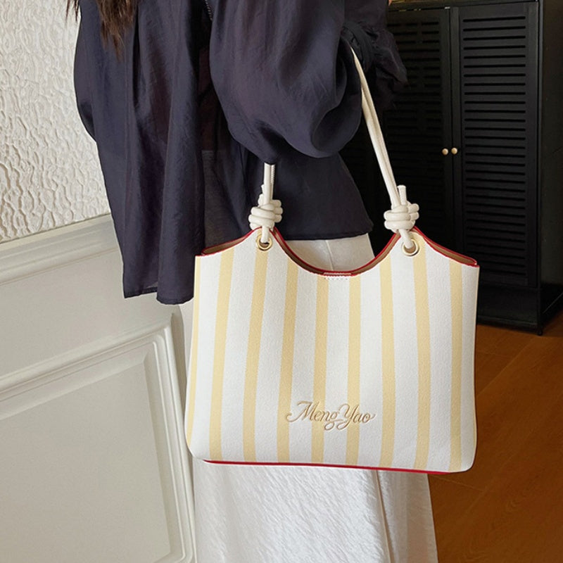 DIY Striped PU Leather Tote Bag Kit | Large Capacity Handmade Shoulder Bag Craft Set with Video Tutorial