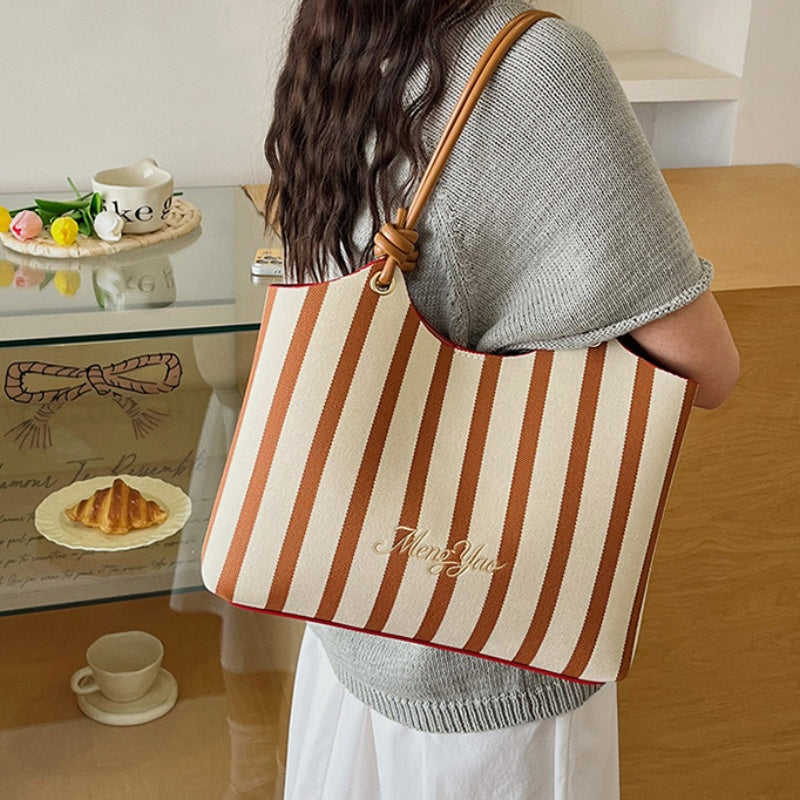 DIY Striped PU Leather Tote Bag Kit | Large Capacity Handmade Shoulder Bag Craft Set with Video Tutorial
