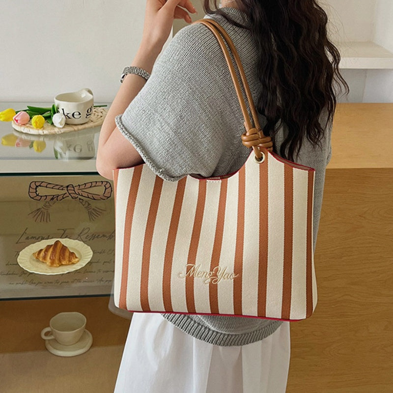 DIY Striped PU Leather Tote Bag Kit | Large Capacity Handmade Shoulder Bag Craft Set with Video Tutorial