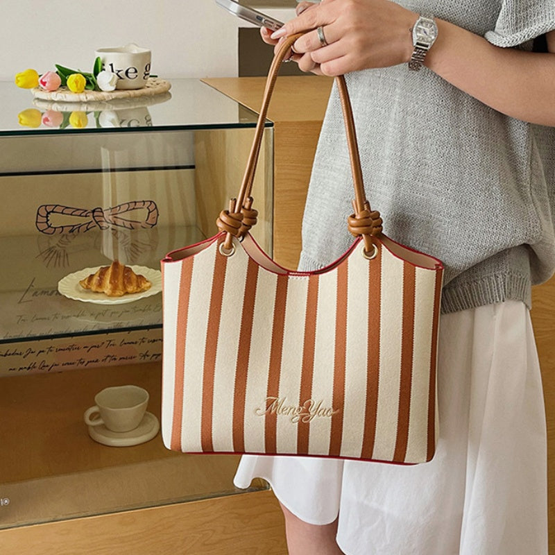 DIY Striped PU Leather Tote Bag Kit | Large Capacity Handmade Shoulder Bag Craft Set with Video Tutorial