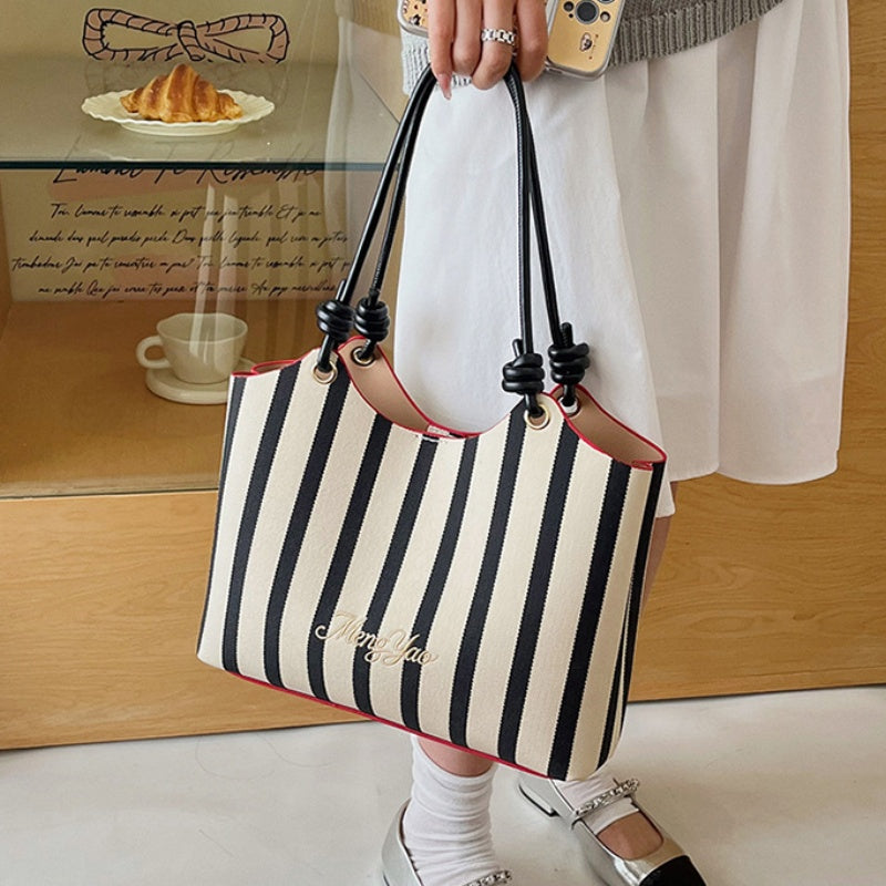 DIY Striped PU Leather Tote Bag Kit | Large Capacity Handmade Shoulder Bag Craft Set with Video Tutorial