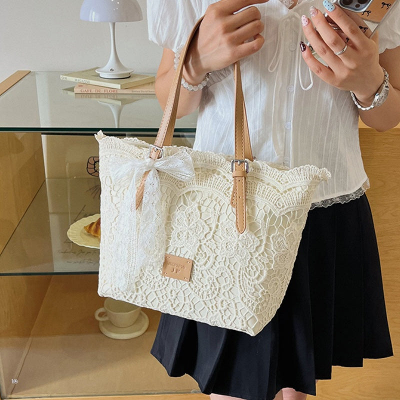 DIY Lace Basket Tote Bag Kit | Beginner-Friendly PU Leather Handbag Craft Set with Video Tutorial