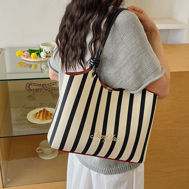 DIY Striped PU Leather Tote Bag Kit | Large Capacity Handmade Shoulder Bag Craft Set with Video Tutorial