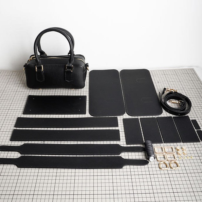 DIY Leather Shoulder Bag Kit for Beginners – Handmade Crossbody Tote Purse Sewing Kit with Pre-Cut Materials & Video Tutorial