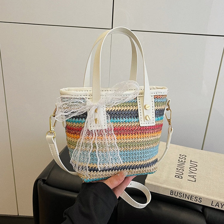 DIY Woven Straw & PU Leather Handbag Kit for Beginners – Handmade Crossbody Tote Bag Sewing Kit with Video Tutorial