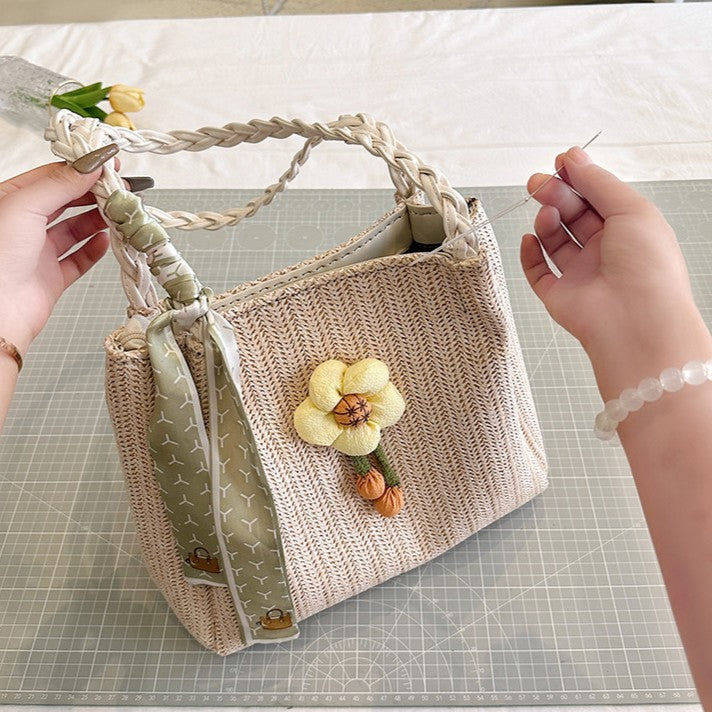 DIY PU Leather Tote Bag Kit for Beginners – Handmade Shoulder Bag Craft Set with Video Tutorial & Pre-Cut Materials