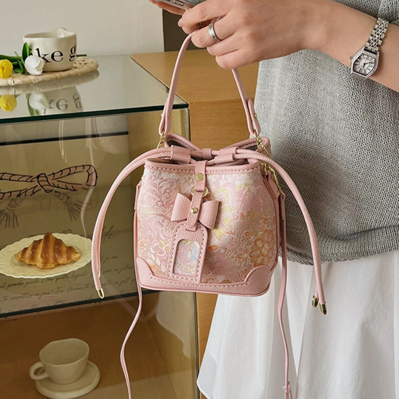 DIY PU Leather Bow Bucket Bag Kit | Beginner-Friendly Vintage Handbag Craft Set with Video Tutorial