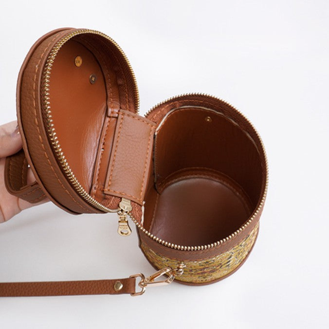 DIY Genuine Leather Handbag Kit for Beginners – Handmade Crossbody Tote Bag Sewing Kit with Pre-Cut Cowhide Leather & Video Tutorial