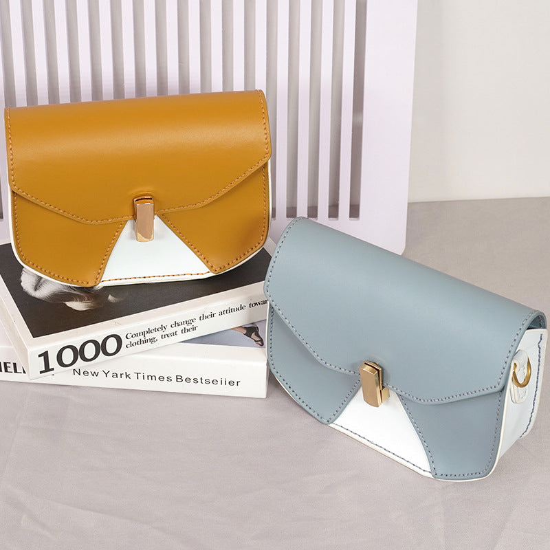 DIY Geometric Flap Genuine Leather Saddle Crossbody Bag Sewing Kit, Multi Color Adjustable Strap Shoulder Bag Handmade Craft Gift For Women
