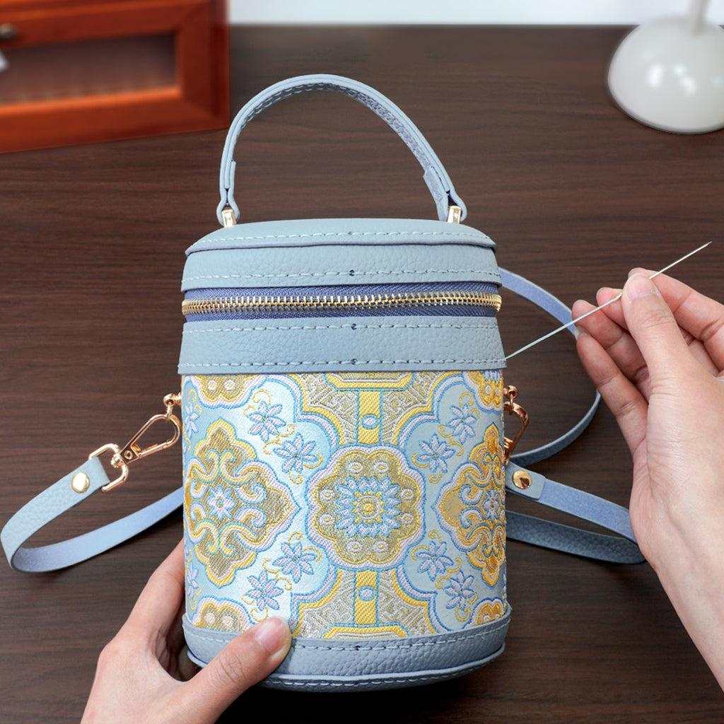 DIY Genuine Leather Handbag Kit for Beginners – Handmade Crossbody Tote Bag Sewing Kit with Pre-Cut Cowhide Leather & Video Tutorial