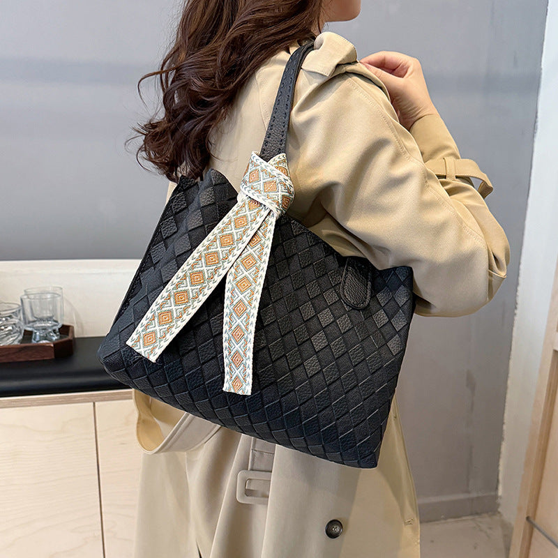DIY PU Leather Tote Bag Kit for Beginners – Handmade Shoulder Handbag Sewing Kit with Pre-Cut Materials & Video Tutorial