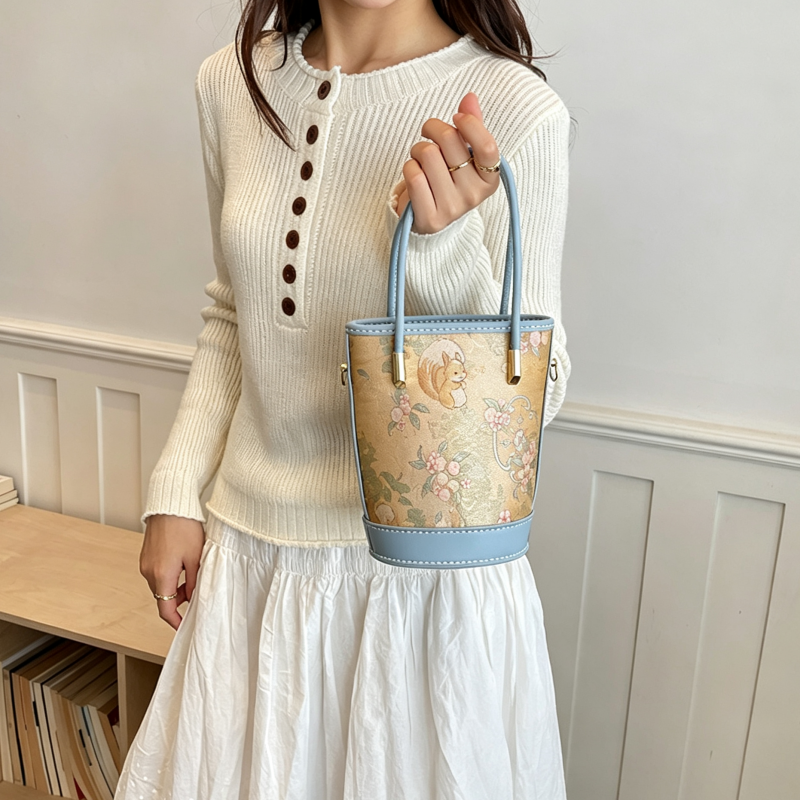 DIY PU Leather Bucket Bag Kit | Handmade Crossbody Shoulder Bag Craft Set for Beginners with Video Tutorial