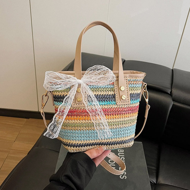 DIY Woven Straw & PU Leather Handbag Kit for Beginners – Handmade Crossbody Tote Bag Sewing Kit with Video Tutorial