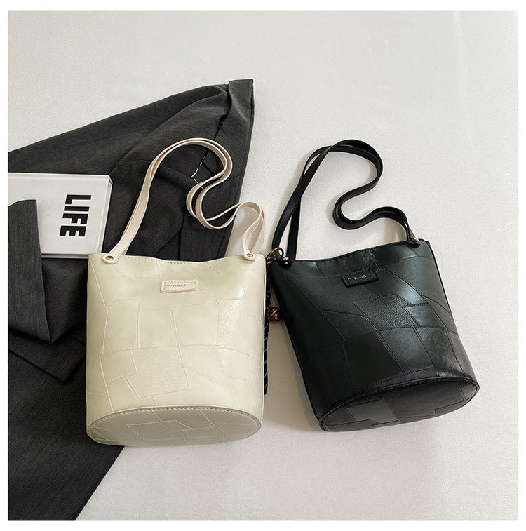 DIY PU Leather Tote Bag Kit for Beginners – Pre-Cut Hand Sewing Handbag with Video Tutorial, Shoulder & Top Handle Bag, Ivory/Khaki/Brown/Black