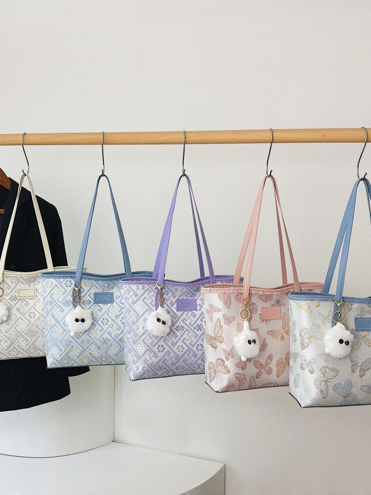 DIY Fabric Tote Bag Kit for Beginners | Handmade Shoulder Handbag Sewing Craft Set with Video Tutorial | Large Capacity DIY Bag