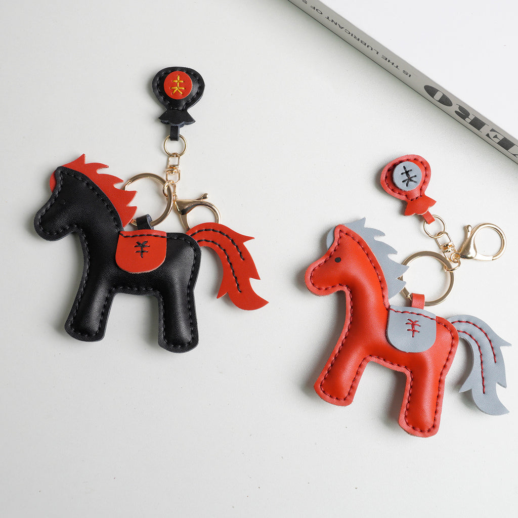 DIY Leather Horse Keychain Kit – Handmade Genuine Leather Craft Set with Video Tutorial (Multicolor)