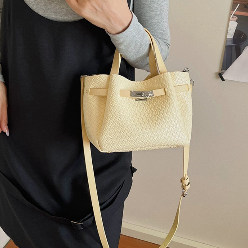 DIY Woven Bucket Bag Kit – Handmade PU Crossbody Shoulder Bag Craft Set for Beginners with Video Tutorial