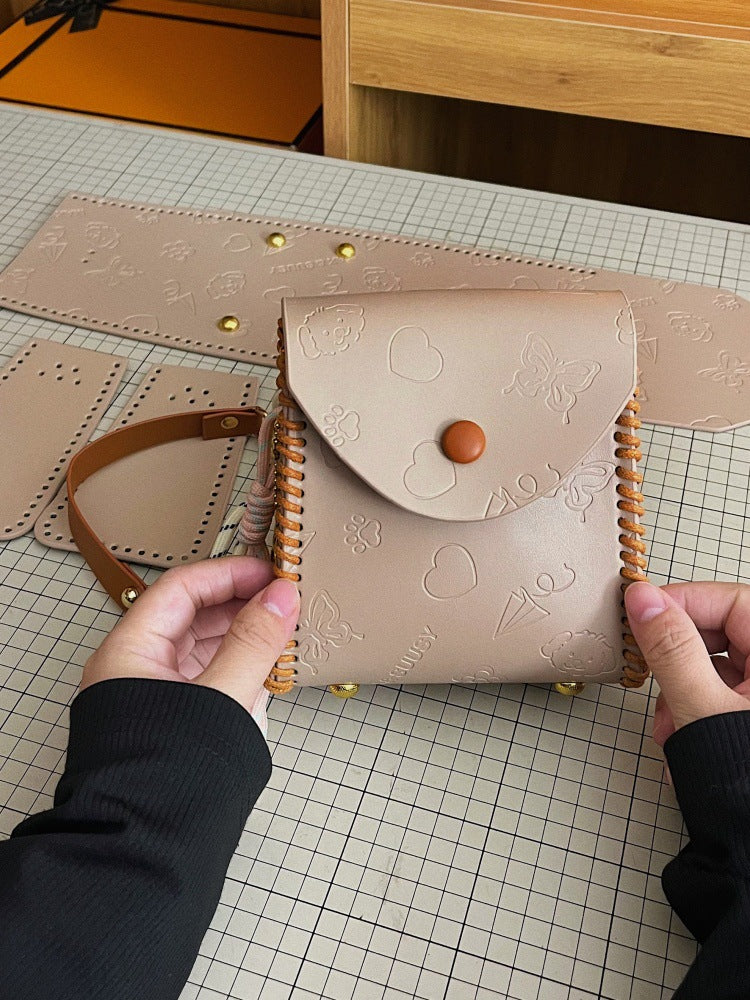 DIY PU Leather Mini Handbag Kit for Beginners – Pre-Cut Sewing Craft Set with Video Tutorial, Cute Crossbody & Shoulder Bag Handmade Kit