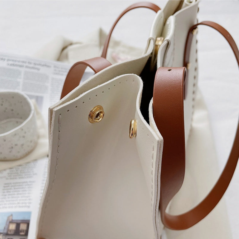DIY PU Leather Tote Bag Kit for Beginners | Handmade Shoulder Handbag Sewing Craft Set with Video Tutorial | Large Capacity DIY Purse