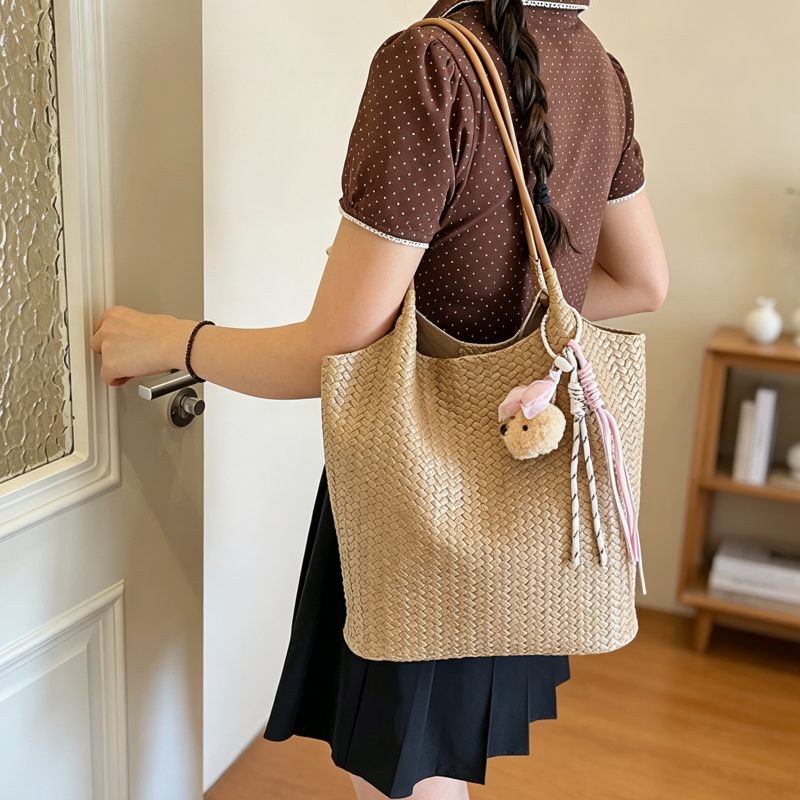 DIY Woven Shoulder Bag Kit for Beginners, Handmade PU Leather Crossbody Bag Making Kit, Creative Sewing Craft Gift for Women