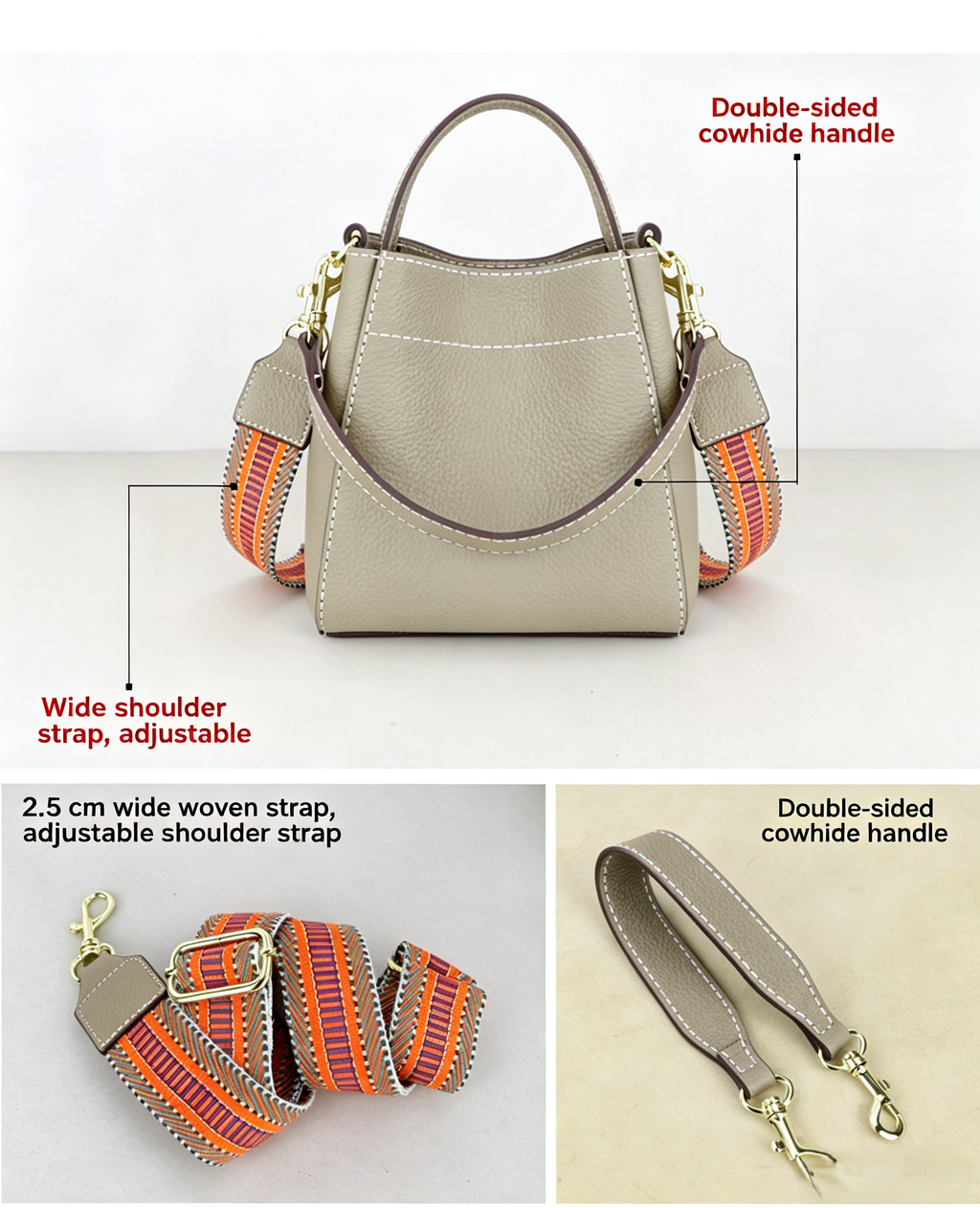 DIY Leather Bucket Bag Kit for Beginners – Genuine Leather Crossbody Purse Making Set with Video Tutorial & Complete Materials