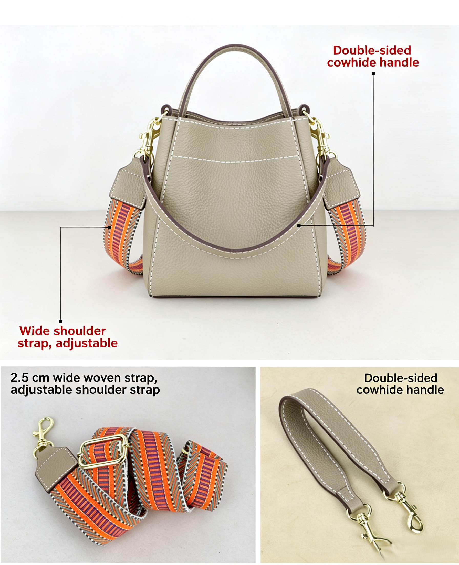 DIY Leather Bucket Bag Kit for Beginners – Genuine Leather Crossbody Purse Making Set with Video Tutorial & Complete Materials