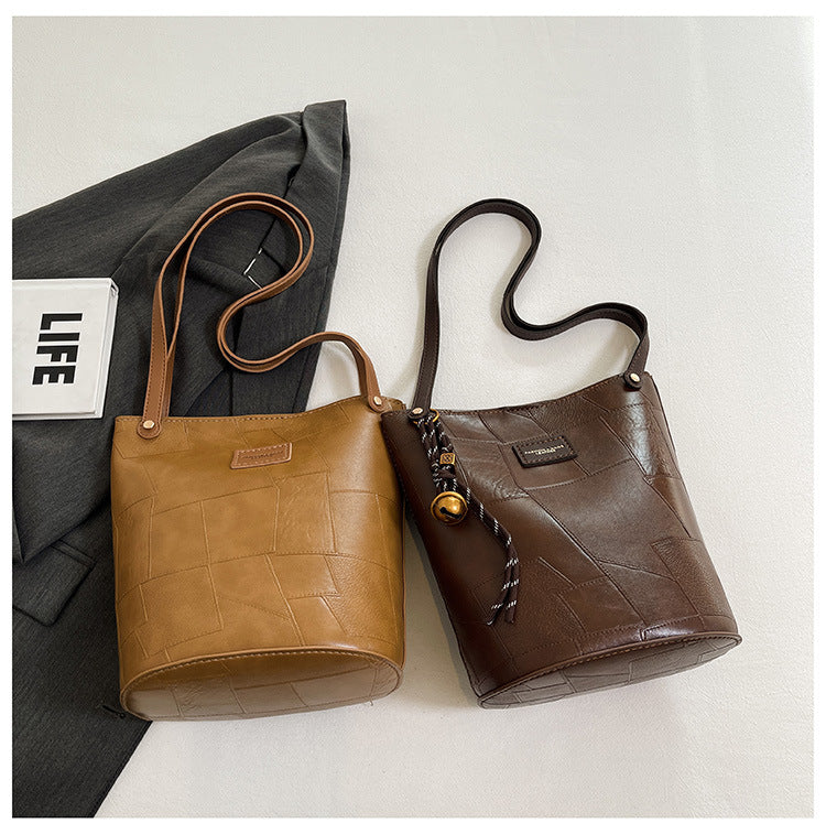 DIY PU Leather Tote Bag Kit for Beginners – Pre-Cut Hand Sewing Handbag with Video Tutorial, Shoulder & Top Handle Bag, Ivory/Khaki/Brown/Black