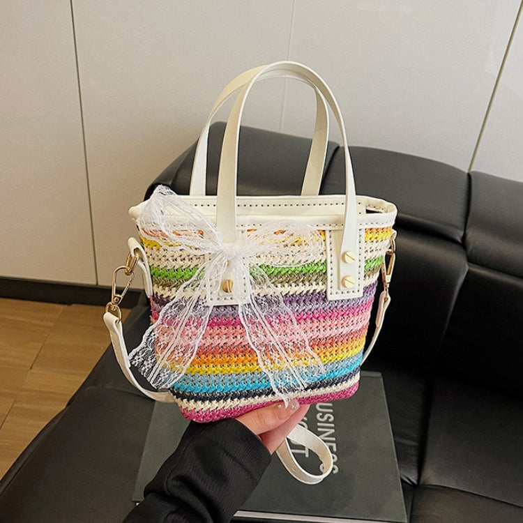 DIY Woven Straw & PU Leather Handbag Kit for Beginners – Handmade Crossbody Tote Bag Sewing Kit with Video Tutorial