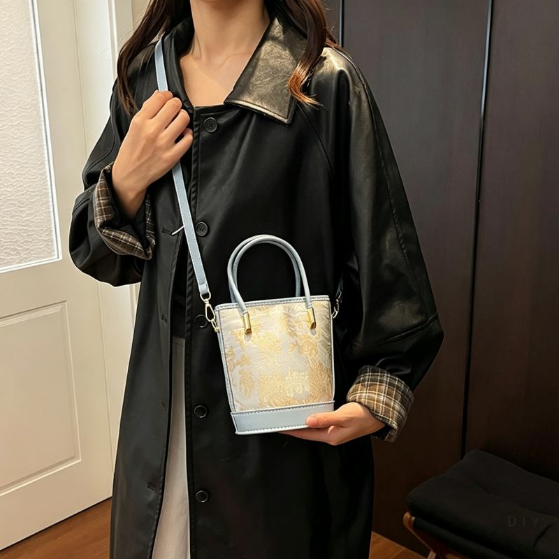 DIY PU Leather Bucket Bag Kit | Handmade Crossbody Shoulder Bag Craft Set for Beginners with Video Tutorial