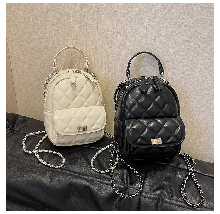 DIY PU Leather Backpack Kit for Beginners – Mini Hand Sewing Backpack with Video Tutorial, Pre-Cut & Pre-Punched Materials, White/Black