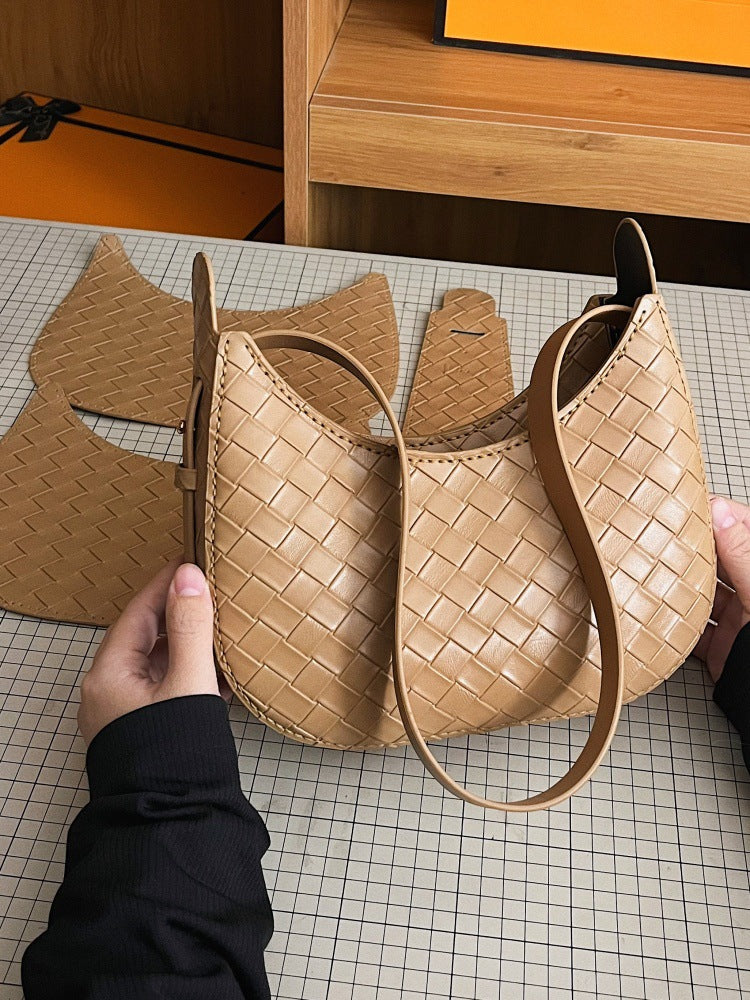 DIY PU Leather Handbag Kit for Beginners – Pre-Cut & Pre-Punched Handbag Sewing Kit with Video Tutorial, Elegant Crossbody Shoulder Bag Craft Set