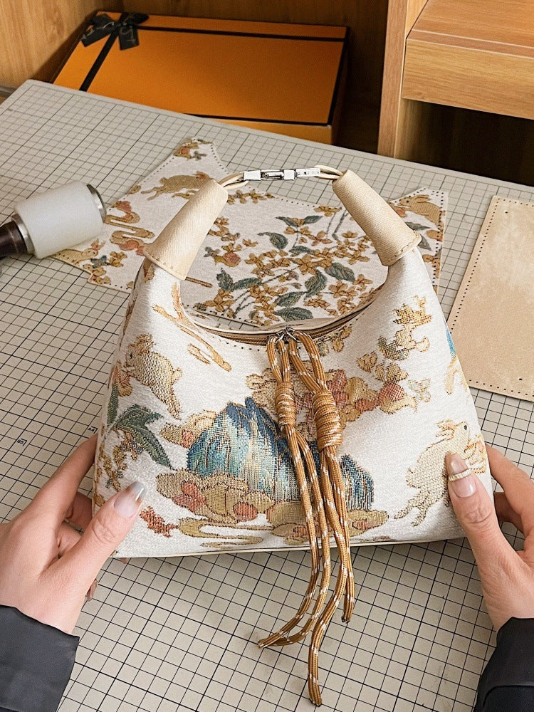 DIY PU Leather Handbag Kit for Beginners – Pre-Cut Sewing Craft Set with Video Tutorial, Elegant Mini Tote Bag Handmade Gift Kit