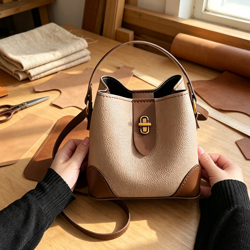 DIY PU Leather Bucket Bag Kit | Beginner-Friendly Handmade Crossbody Tote Bag Craft Set with Video Tutorial