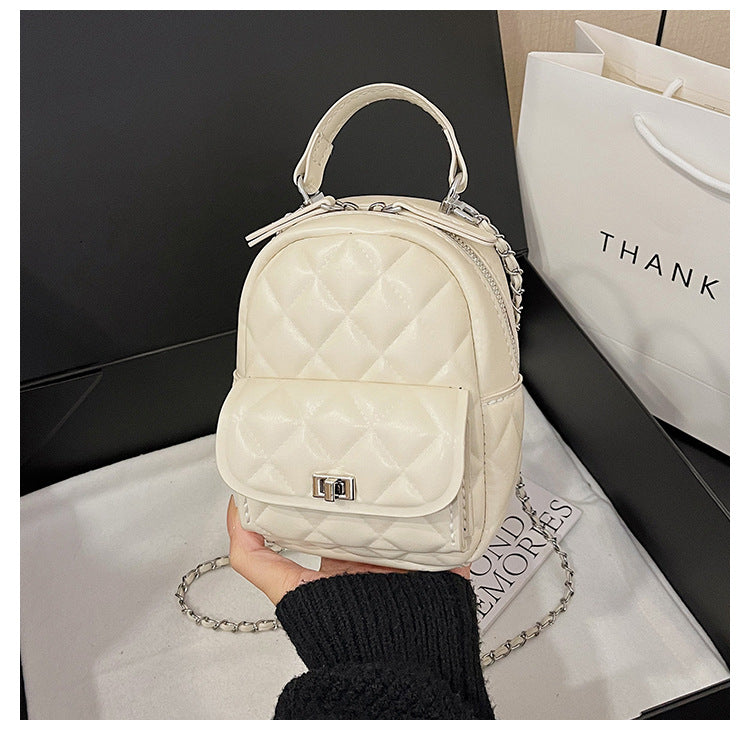 DIY PU Leather Backpack Kit for Beginners – Mini Hand Sewing Backpack with Video Tutorial, Pre-Cut & Pre-Punched Materials, White/Black