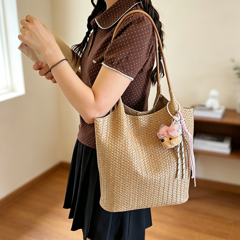 DIY Woven Shoulder Bag Kit for Beginners, Handmade PU Leather Crossbody Bag Making Kit, Creative Sewing Craft Gift for Women