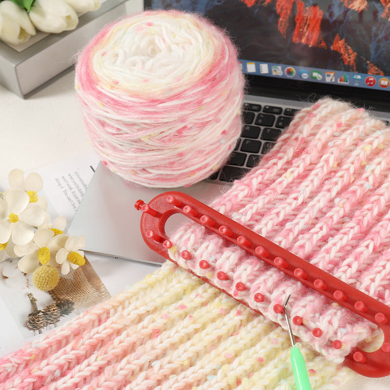 DIY Gradient Scarf Knitting Kit for Beginners – Easy Handmade Rainbow Scarf Set with Video Tutorial & Weaving Tool Included