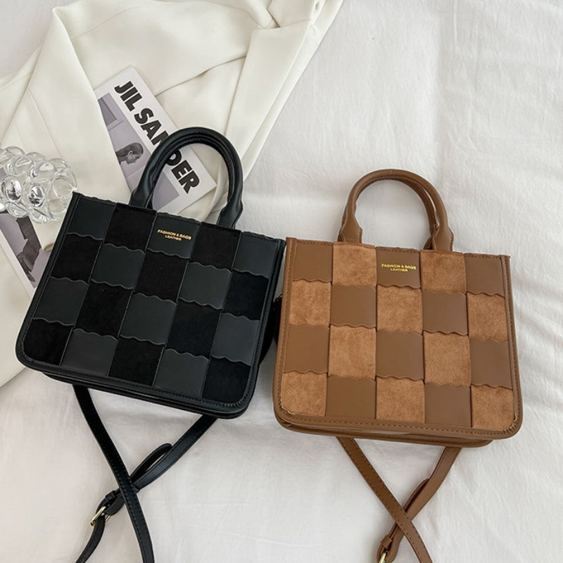 DIY PU Leather Handbag Kit for Beginners – Handmade Shoulder & Tote Bag Sewing Craft Set with Video Tutorial, Black/Brown