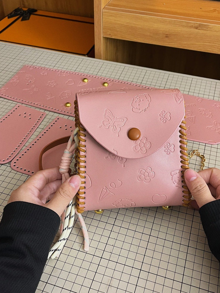 DIY PU Leather Mini Handbag Kit for Beginners – Pre-Cut Sewing Craft Set with Video Tutorial, Cute Crossbody & Shoulder Bag Handmade Kit
