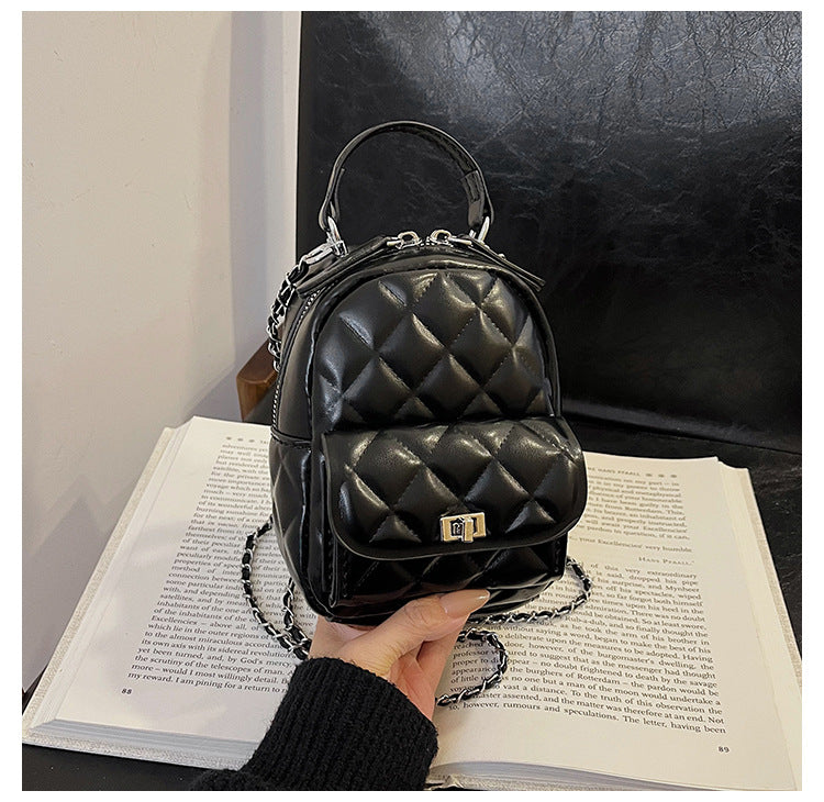 DIY PU Leather Backpack Kit for Beginners – Mini Hand Sewing Backpack with Video Tutorial, Pre-Cut & Pre-Punched Materials, White/Black