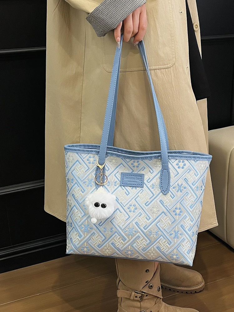 DIY Fabric Tote Bag Kit for Beginners | Handmade Shoulder Handbag Sewing Craft Set with Video Tutorial | Large Capacity DIY Bag